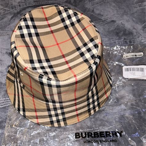 vintage check bucket hat burberry|Burberry vintage check bucket hat.